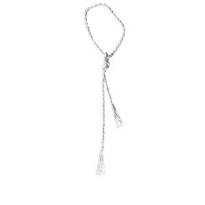 Vintage Braided Lariat Rope Long Tassel Necklace White Unique Bridal Accessory